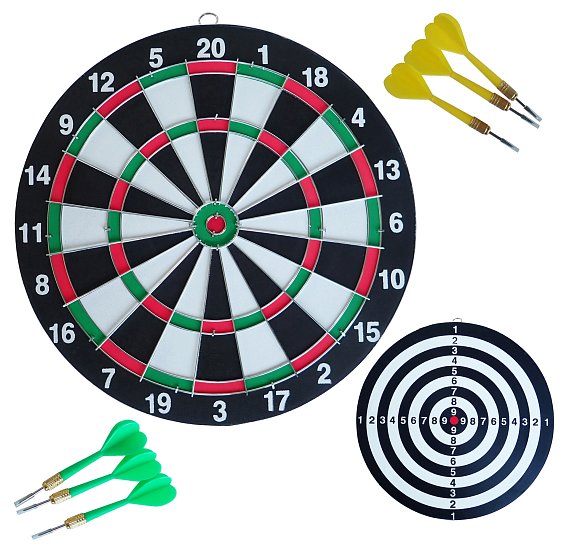 Zielscheiben-Set 43 cm + scharfe Darts 6 Stück