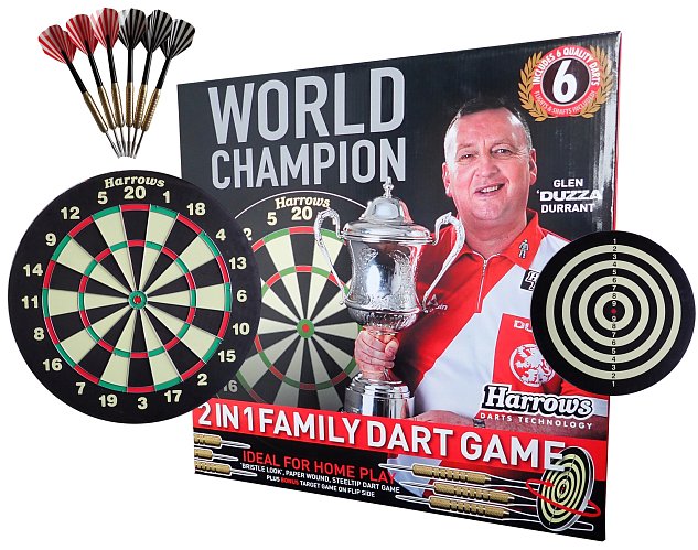 HARROWS Family Dart Game - Set mit Zielscheibe und 6 Darts