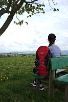 Rucksack Mountains 50 L zum Wandern rot